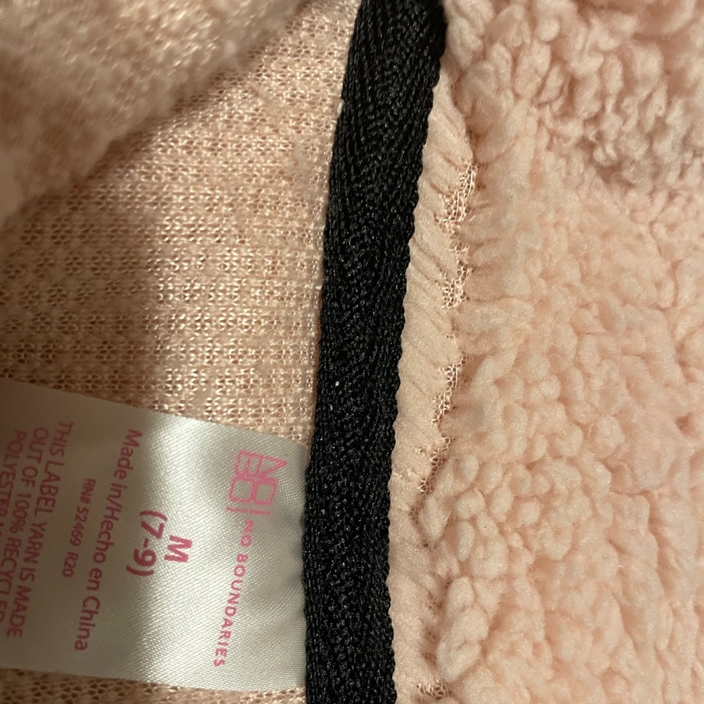 Pink fleece black trim size small